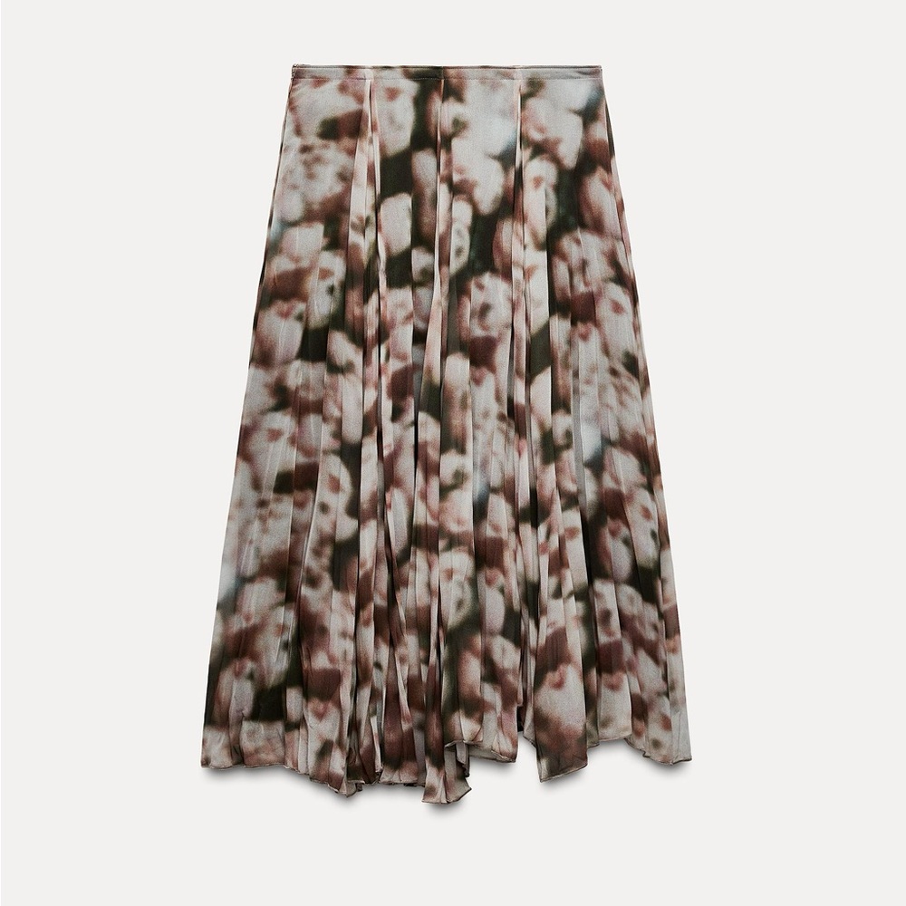 Zara ZW collection Multicolored Abstract floral Pattern A-Line Skirt size large